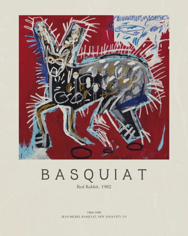 Jean-Michel Basquiat - Red Rabbit (11" x 17" Print and Frame)